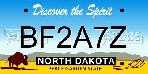 BF2A7Z North Dakota License Plate