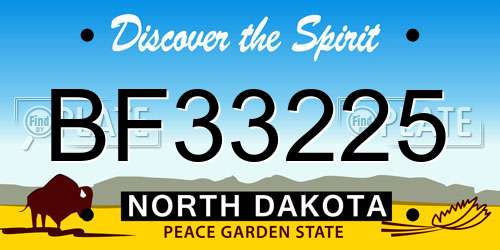 BF33225 North Dakota License Plate