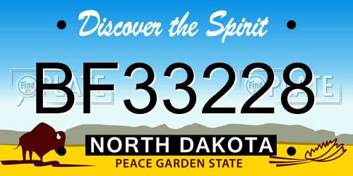 BF33228 North Dakota License Plate