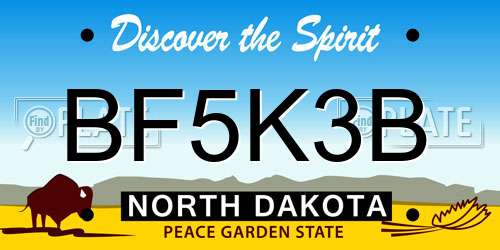 BF5K3B North Dakota License Plate