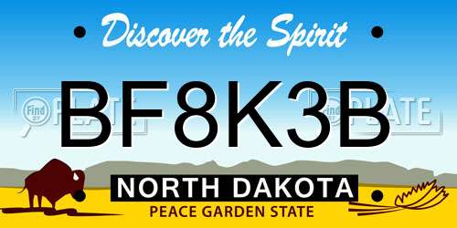 BF8K3B North Dakota License Plate