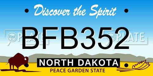 BFB352 North Dakota License Plate