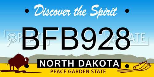 BFB928 North Dakota License Plate