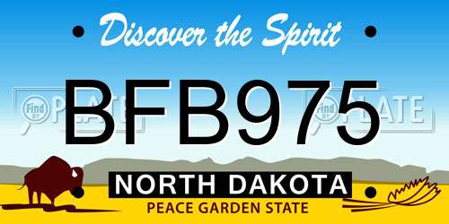 BFB975 North Dakota License Plate