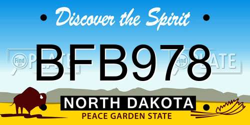 BFB978 North Dakota License Plate