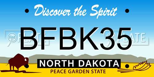 BFBK35 North Dakota License Plate