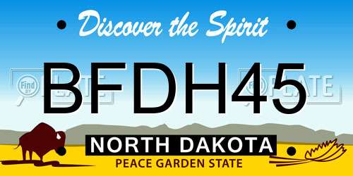BFDH45 North Dakota License Plate