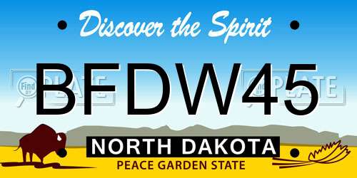 BFDW45 North Dakota License Plate