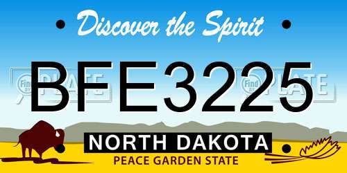 BFE3225 North Dakota License Plate