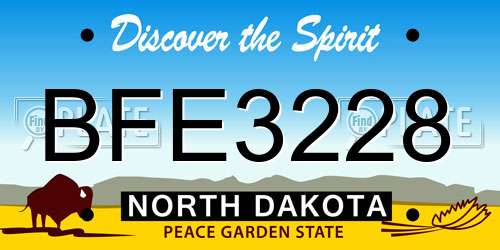BFE3228 North Dakota License Plate