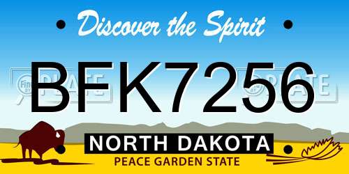 BFK7256 North Dakota License Plate