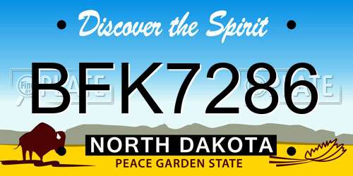 BFK7286 North Dakota License Plate