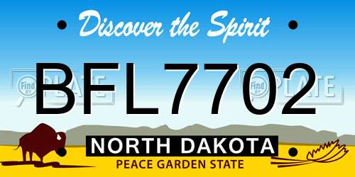 BFL7702 North Dakota License Plate