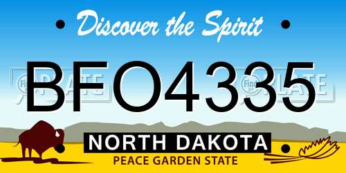 BFO4335 North Dakota License Plate