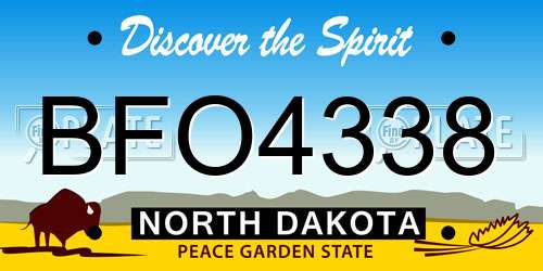 BFO4338 North Dakota License Plate