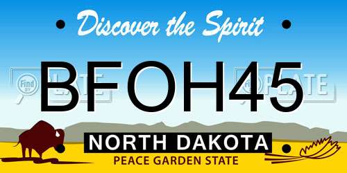 BFOH45 North Dakota License Plate