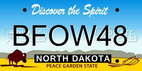 BFOW48 North Dakota License Plate