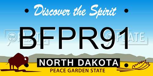 BFPR91 North Dakota License Plate