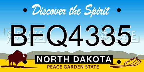 BFQ4335 North Dakota License Plate