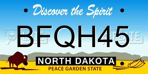 BFQH45 North Dakota License Plate