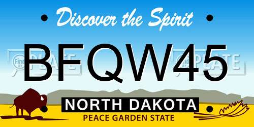 BFQW45 North Dakota License Plate