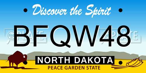BFQW48 North Dakota License Plate
