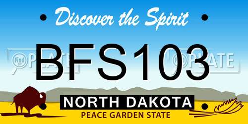 BFS103 North Dakota License Plate