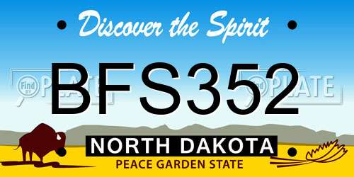 BFS352 North Dakota License Plate