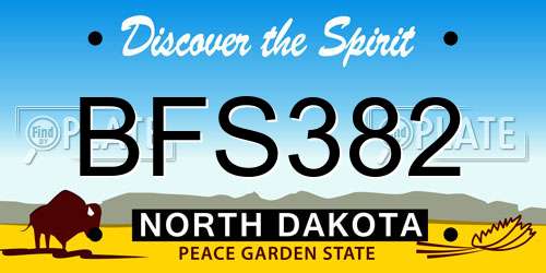 BFS382 North Dakota License Plate
