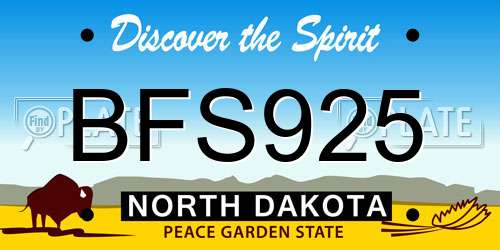 BFS925 North Dakota License Plate