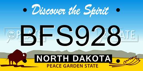 BFS928 North Dakota License Plate