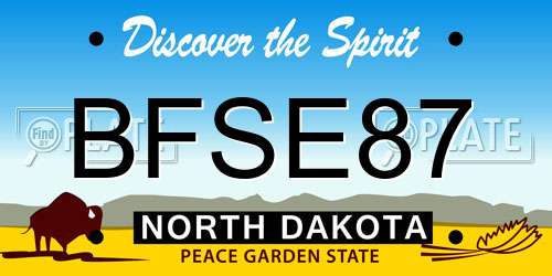 BFSE87 North Dakota License Plate