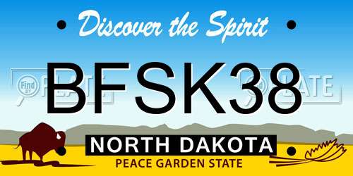 BFSK38 North Dakota License Plate