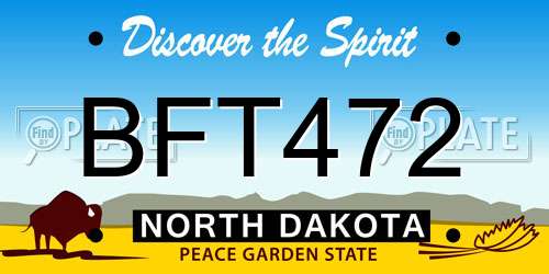 BFT472 North Dakota License Plate