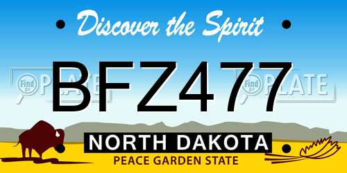 BFZ477 North Dakota License Plate