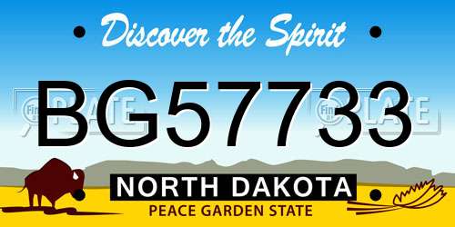BG57733 North Dakota License Plate