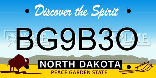 BG9B3O North Dakota License Plate