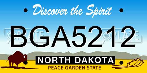 BGA5212 North Dakota License Plate