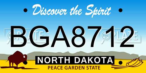 BGA8712 North Dakota License Plate