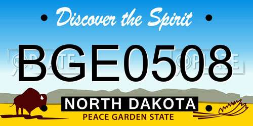 BGE0508 North Dakota License Plate