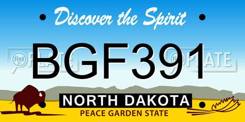BGF391 North Dakota License Plate