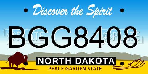 BGG8408 North Dakota License Plate
