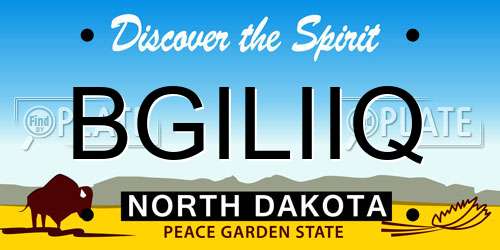 BGILIIQ North Dakota License Plate