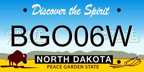 BGO06W North Dakota License Plate