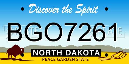 BGO7261 North Dakota License Plate