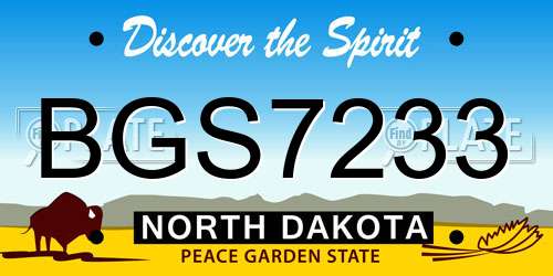 BGS7233 North Dakota License Plate