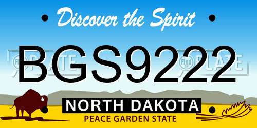 BGS9222 North Dakota License Plate