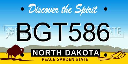 BGT586 North Dakota License Plate