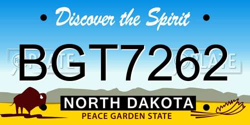BGT7262 North Dakota License Plate