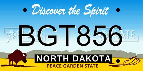 BGT856 North Dakota License Plate
